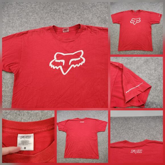 VTG Fox Racing T Shirt Mens 2XL Red Graphic Tee Motocross BMX Mountain Bike MX - Picture 1 of 10